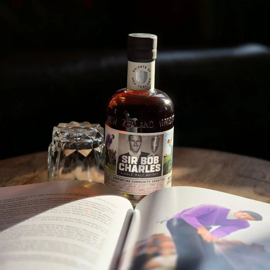 Sir Bob Charles 60th Anniversary single malt whisky bottle